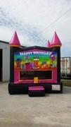 13x13 Hot Pink Castle w/ Rainbow Birthday 13x13 Hot Pink Castle w/ Rainbow Birthday