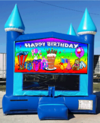 13x13 Blue Ice Rainbow Birthday Bouncer 13x13 Blue Ice Rainbow Birthday Bouncer